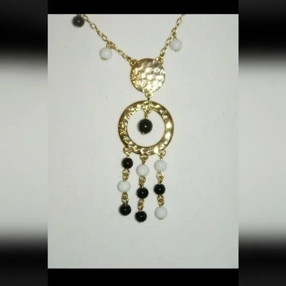 TALBOTS DELICATE BEAD CIRCLE TASSEL NECKLACE NWT - Picture 2 of 2